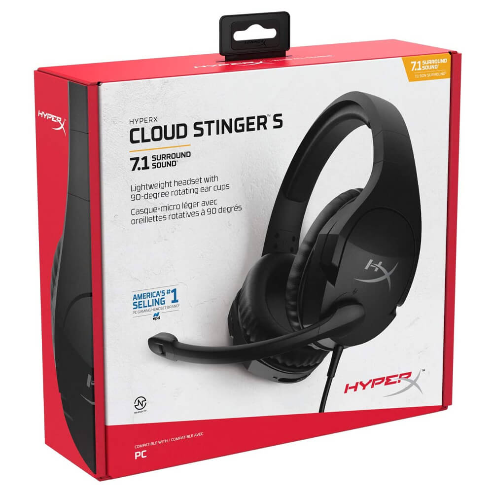Diadema HyperX Cloud Stinger S 7.1 Canales con Microfono Alambrica Negro 1x3.5mm - 2x3.5mm y USB 7.1 GENUITY, PC, LAP, CONSOLAS, SMARTPHONE HHSS1S-AA-BK/G - Image 4