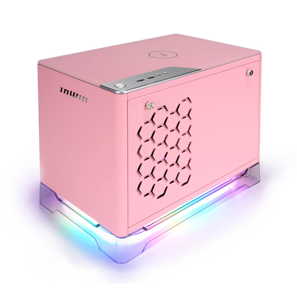 Gabinete InWin A1 Plus Pink, Mini ITX, Cristal Templado, Cargador Inalambrico para Smartphone, Fuente 600W 80+ Gold, LED RGB - Image 3