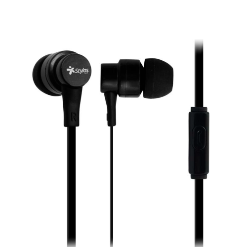 Audífonos Intrauriculares Stylos con Micrófono, Alámbrico, 1.2 Metros, 3.5mm, Negro, STSAUA1B