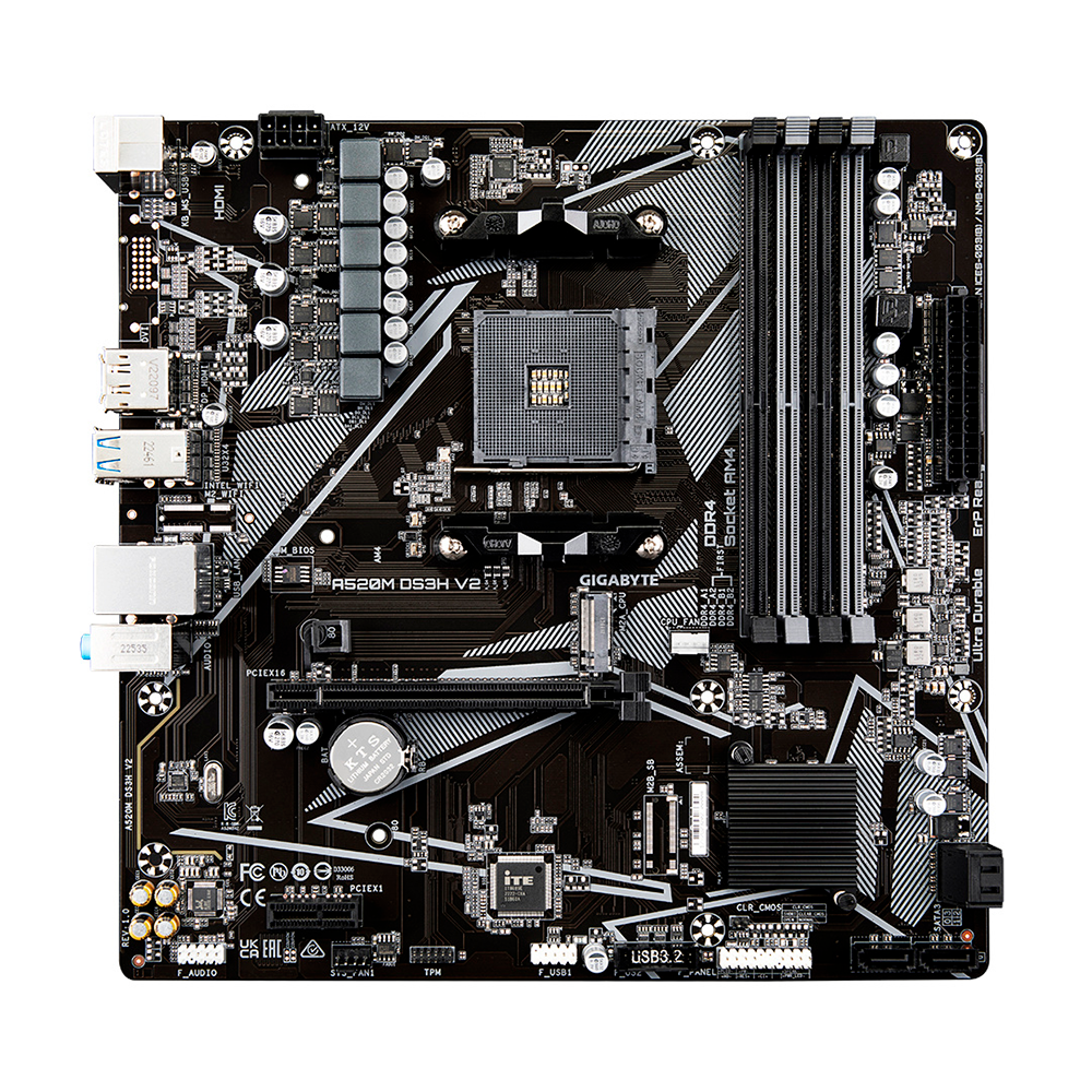 Tarjeta Madre Gigabyte A520M DS3H V2, AM4, A520, Micro-ATX, HDMI, Up to 128GB, A520M DS3H V2 - Image 2