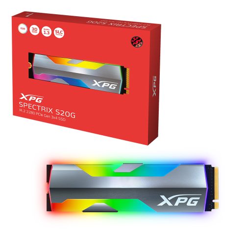 Unidad de estado solido SSD M.2 Nvme 1TB Adata XPG Spectrix S20G RGB - Lectura 2500MB/s Escritura 1800MB/s ASPECTRIXS20G-1T-C /MAX. 1 X CLIENTE