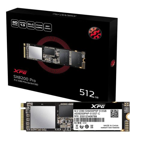 Unidad de estado solido SSD M.2 Nvme 512GB Adata SX8200 PRO - Lectura 3500MB/s Escritura 2300MB/s ASX8200PNP-512GT-C /MAX. 1 X CLIENTE
