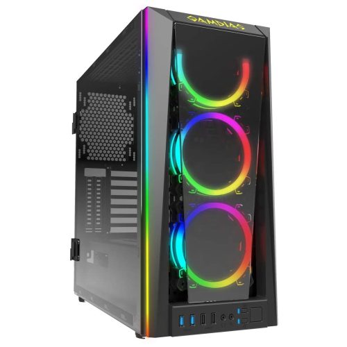 Gabinete Gamdias Talos M1B RGB, ATX, Sin Fuente - Incluye 3 Ventiladores ARGB, Aura Sync, RGB FUSION etc. 120mm Frontal