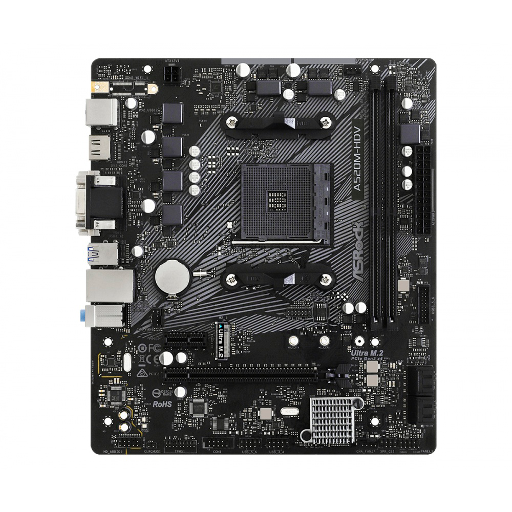 Tarjeta Madre ASRock Micro ATX A520M-HDV, Socket AM4, AMD A520, HDMI, Up to 64GB DDR4, No es Compatible con Ryzen 5 3400G y Ryzen 3 3200G, A520M-HDV - Image 2