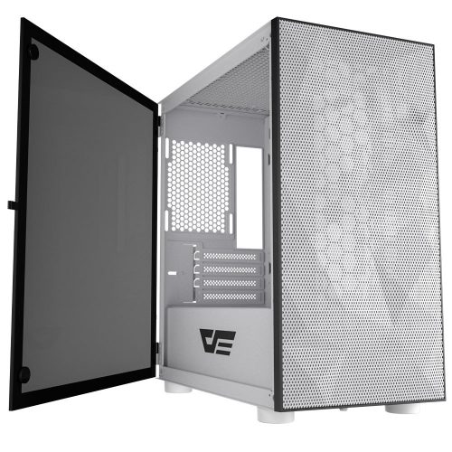 Gabinete Darflash DLM21 MESH WHITE, Cristal templado, Micro ATX - Mini ITX