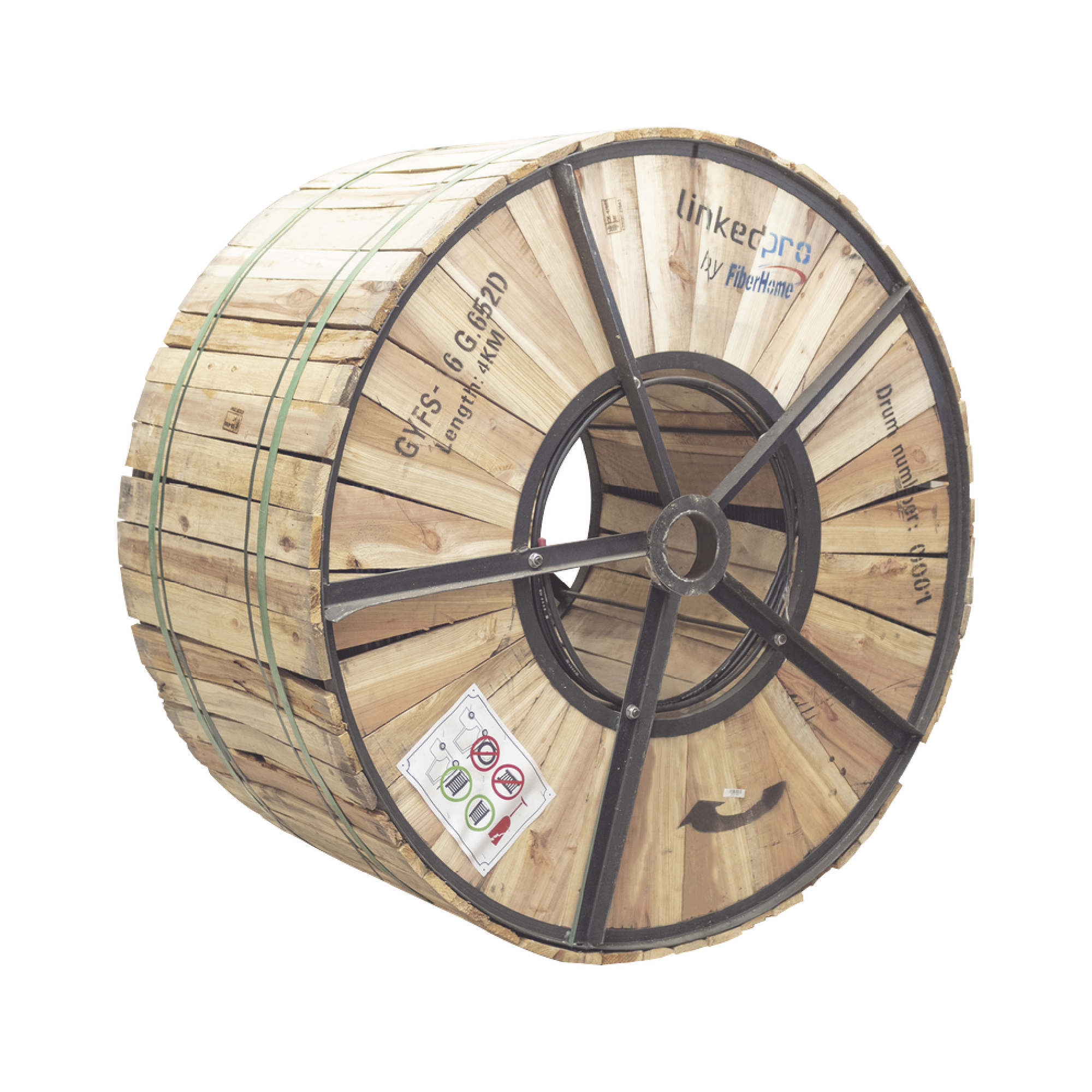 LINKEDPRO BY FIBERHOME GYFS-06C/4KM Carrete de 4 km de Fibra Óptica para Exterior G.652D, Armada, Monomodo de 6 Hilos, Loose Tube, Color Negro, Para Instalación en Ducto Subterráneo o Enterrado Directo