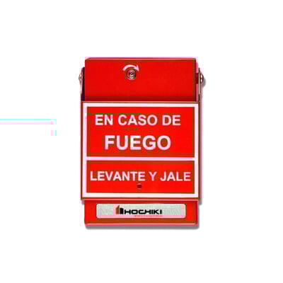 HOCHIKI HPS-DAH/S Estación De Jalón Convencional De Doble Acción, Color Rojo, Texto En Español (0600-01230) Incluye varilla de vidrio