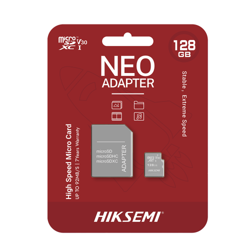 HIKSEMI by HIKVISION HS-TF-C1/128G/NEO/A Memoria microSD con Adaptador Ideal para Celular o Tablet, 128 GB, Multipropósito, Clase 10, 92 MB/s Lectura, 50 MB/s Escritura
