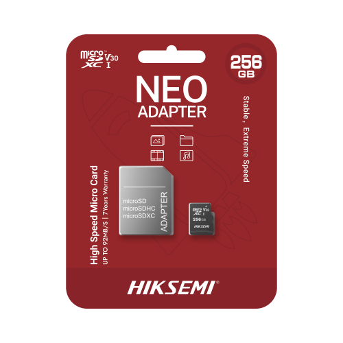 HIKSEMI by HIKVISION HS-TF-C1/256G/NEO/A Memoria microSD con Adaptador Ideal para Celular o Tablet, 256 GB, Multipropósito