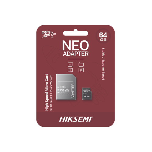 HIKSEMI by HIKVISION HS-TF-C1/64G/NEO/A Memoria microSD con Adaptador Ideal para Celular o Tablet, 64 GB, Multipropósito