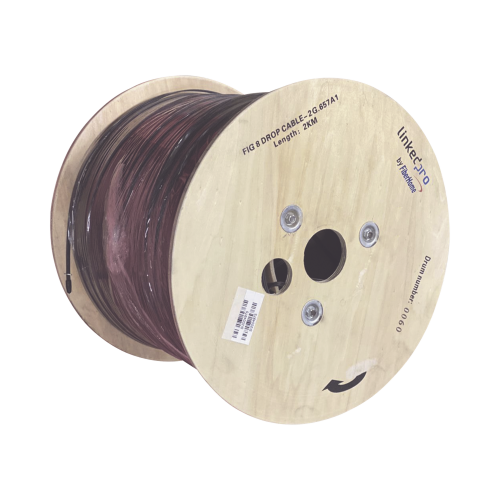 LINKEDPRO BY FIBERHOME IC-FIG8A1-2C/2KM Carrete de 2 km de Fibra Óptica Aérea Mini Figura 8 G.657A1 tipo Drop, Monomodo de 2 Hilos (bifibra), Diseñada para Fusionarse, Color Negro, Span 80, (No Soporta Conectores Mecánicos)