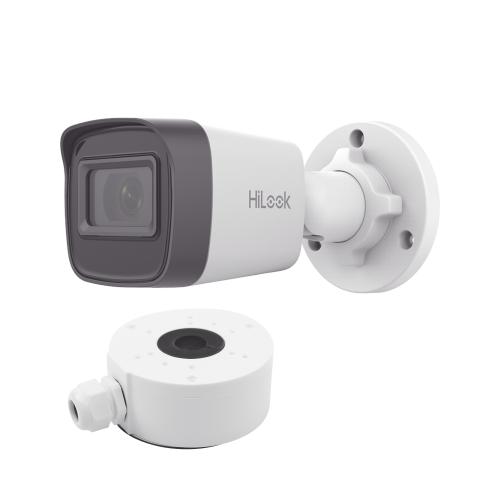 HiLook by HIKVISION IPC-B141H-C/XSP HiLook Series, Bala IP 4 Megapixel, 20 mts IR, Exterior IP67, PoE, dWDR, Lente 2.8 mm + Caja de conexión DS-1280ZJ-XS
