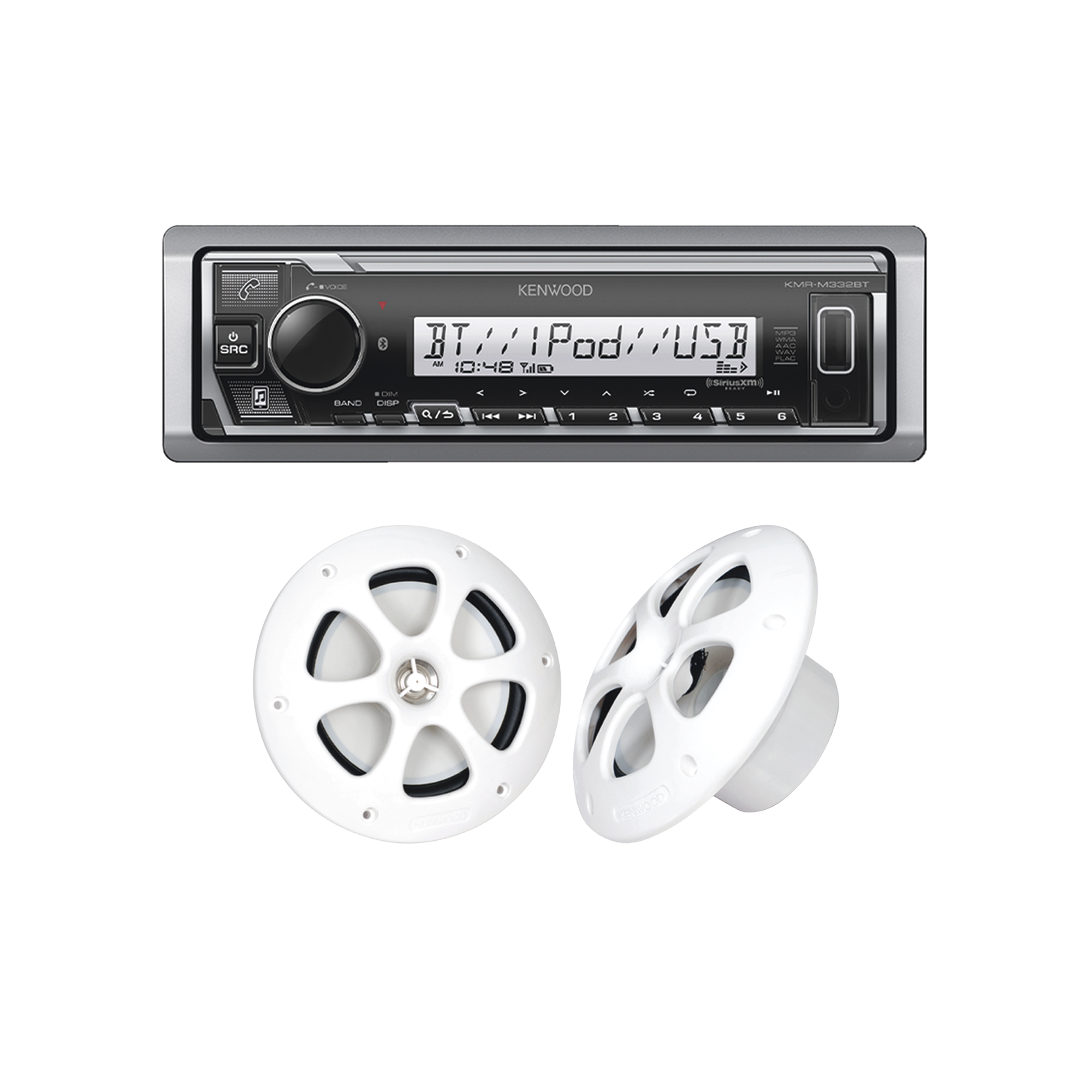 JVC KENWOOD KE/1613MRW Kit de estéreo con Bluetooth KMR-M332BT | más Par de bocinas KFC-1613MRW