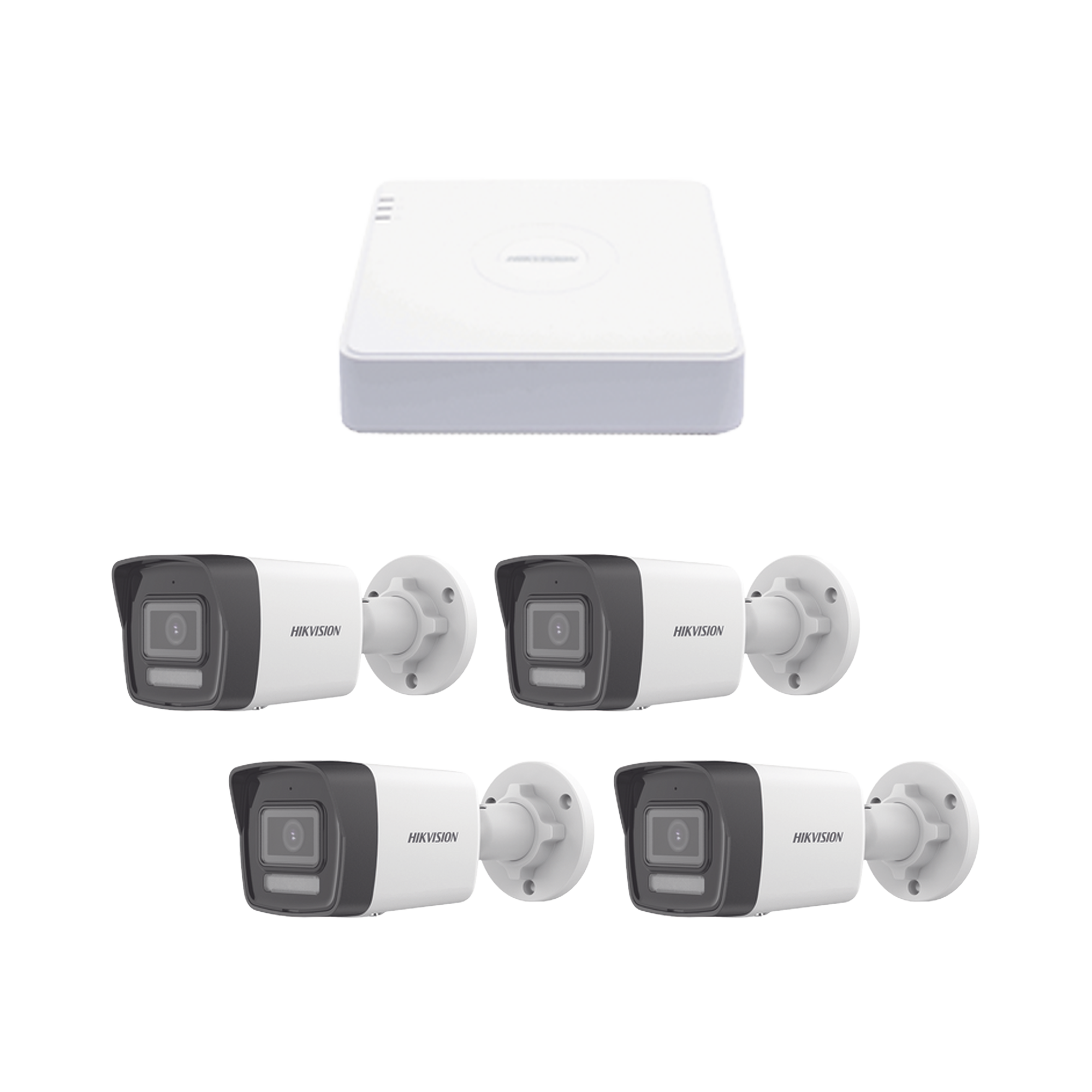HIKVISION KIPCV2M/4B Kit IP 1080p (2 Megapixel), NVR de 4 Canales con 4 Puertos PoE, 4 Cámaras IP Bala ColorVu Lite y ACUSENSE Lite, Micrófono Integrado
