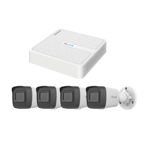 HiLook by HIKVISION KIPH4B/2MP Kit IP 2 Megapixel, NVR de 8 Canales con 8 Puertos PoE, 4 Cámaras IP Bala para Exterior