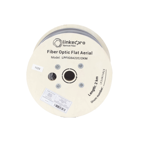 LINKEDPRO BY EPCOM LPFIG8A22C/2KM Carrete de 2 km de Fibra Óptica Aérea Mini Figura 8 G.657A2 tipo Drop Plana, Monomodo de 2 Hilos (bifibra), Color Negro, (No Soporta Conectores Mecánicos)
