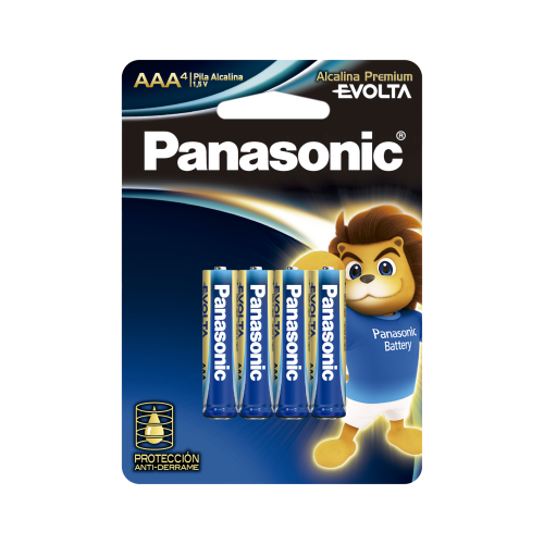 PANASONIC LR03EGL/4B Batería Alcalina AAA 1.5V EVOLTA, No recargable, Paquete de 4 Baterías