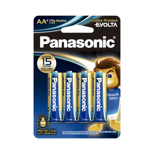 PANASONIC LR6EGL/4B Batería Alcalina AA 1.5V EVOLTA, No recargable, Paquete 4 baterias
