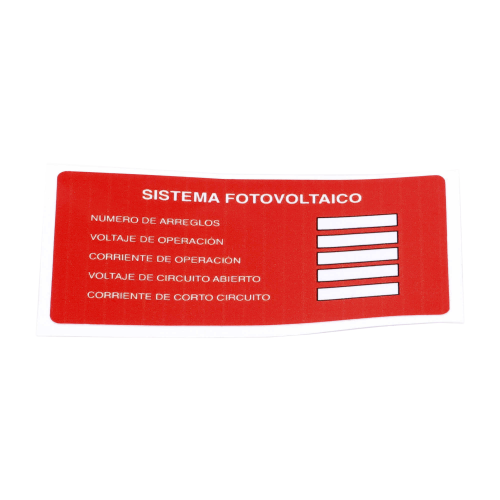 SYSCOM PVLSYSTEMPV/20 Etiqueta de Sistema fotovoltaico/ Paquete con 20