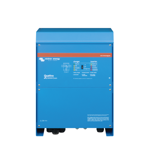 VICTRON ENERGY QT48/10000SP Quattro 48/10000/140-100/100, Inversor Cargador de Onda Pura, Entrada 48 Vcc, Salida 8000 W 120 Vca 60 Hz