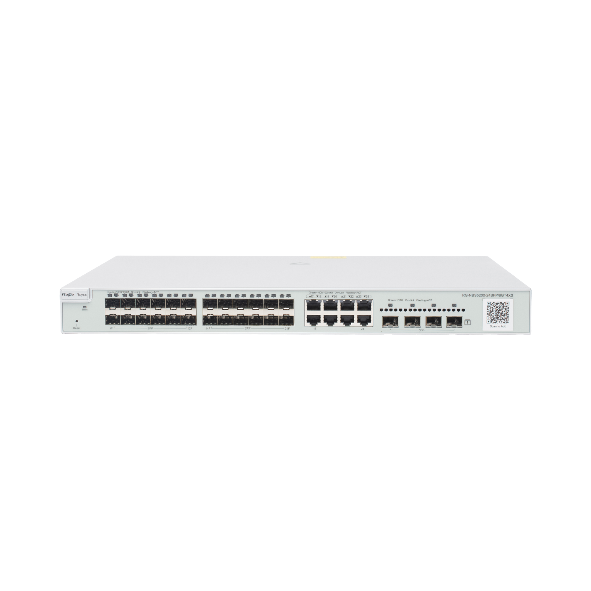 RUIJIE RG-NBS5200-24SFP/8GT4XS Switch administrable Capa 3, 24 puertos SFP 1G, 8 puertos Ethernet 1G Combo y 4 SFP+ 10G, gestión remota en la nube