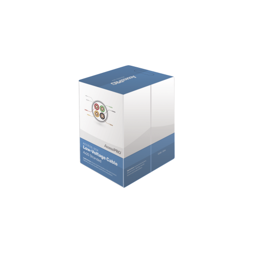 ACCESSPRO ACCESS-204 Bobina de 305 metros con 4 conductores de cobre trenzado calibre 20, aislamiento individual de FRPVC de alta calidad, cubierta exterior de PVC con protección anti-flama CM. Para aplicaciones de control de acceso