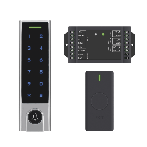 ACCESSPRO ACCESSK8 Mini Controlador de Acceso con Teclado Inalámbrico, Cuenta con Botón de Salida Inalámbrico, Soporta Tarjeta y Contraseña, Cuenta con Botón de Timbre