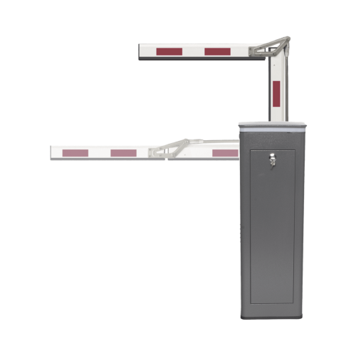 ACCESSPRO KT-XBF-LBA4 Kit de Barrera Vehicular Izquierda y Brazo ARTICULADO de 4 Metros, Finales de Carrera Ajustables por Programación, Movimiento Fluido, Diseño Elegante Color Gris, Con Corona Led Semaforizada