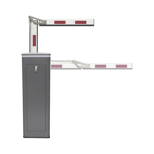 ACCESSPRO KT-XBF-RBA3 Kit de Barrera Vehicular Derecha y Brazo ARTICULADO de 3 Metros, Finales de Carrera Ajustables por Programación, Movimiento Fluido, Diseño Elegante Color Gris, Con Corona Led Semaforizada