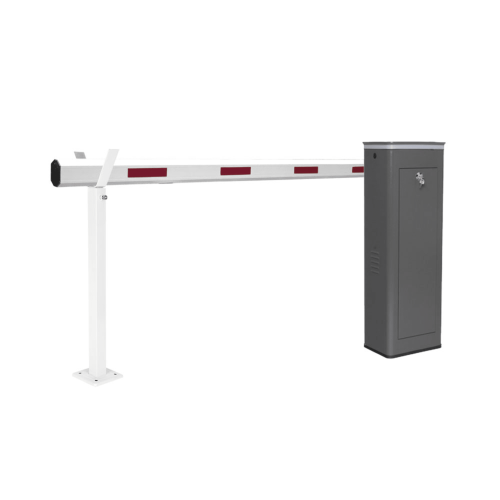 ACCESSPRO KT-XBS-LB Kit de Barrera Vehicular Izquierda y Brazo Telescópico de Hasta 5.5 m, Finales de Carrera Ajustables por Programación, Movimiento Fluido, Diseño Elegante Color Gris, Con Corona Led Semaforizada