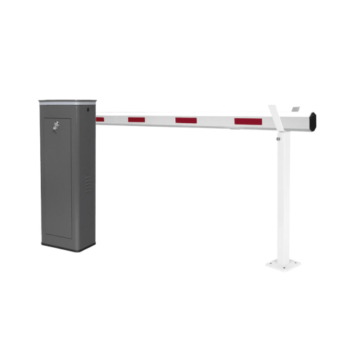 ACCESSPRO KT-XBS-RB Kit de Barrera Vehicular Derecha y Brazo Telescópico de Hasta 5.5 m, Finales de Carrera Ajustables por Programación, Movimiento Fluido, Diseño Elegante Color Gris, Con Corona Led Semaforizada