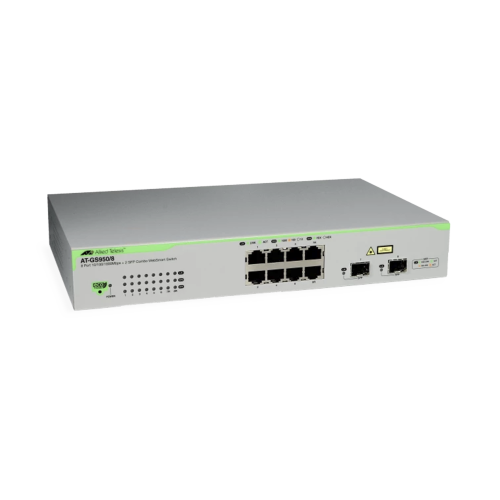 ALLIED TELESIS AT-GS950/8-10 Switch WebSmart con 8 port 10/100/1000TX, 2 x 100/1000 SFP (ECO version)