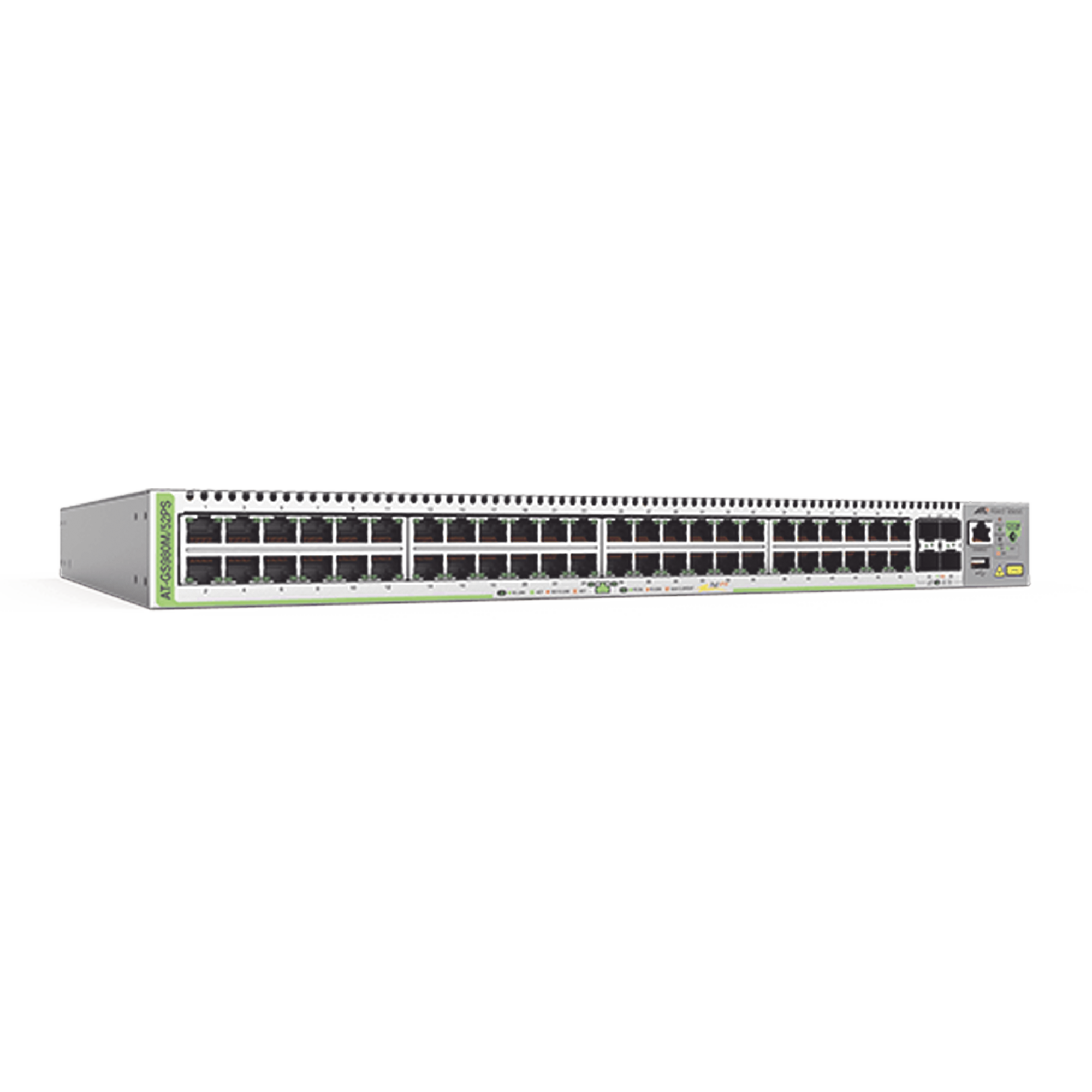 ALLIED TELESIS AT-GS980M/52PS-10 Switch PoE+ Administrable CentreCOM GS980M, Capa 3 de 48 puertos 10/100/1000Mbps + 4 SFP Gigabit, 740 W