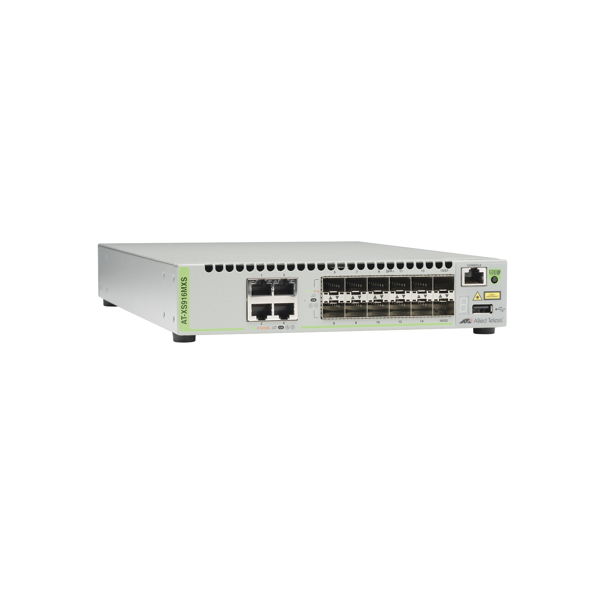 ALLIED TELESIS AT-XS916MXS-10 Switch Capa 3 Stackeable 10 Gigabit , 12 puertos SFP/SFP+ 10G y 4 puertos 100/1000/10G Base-T (RJ-45)