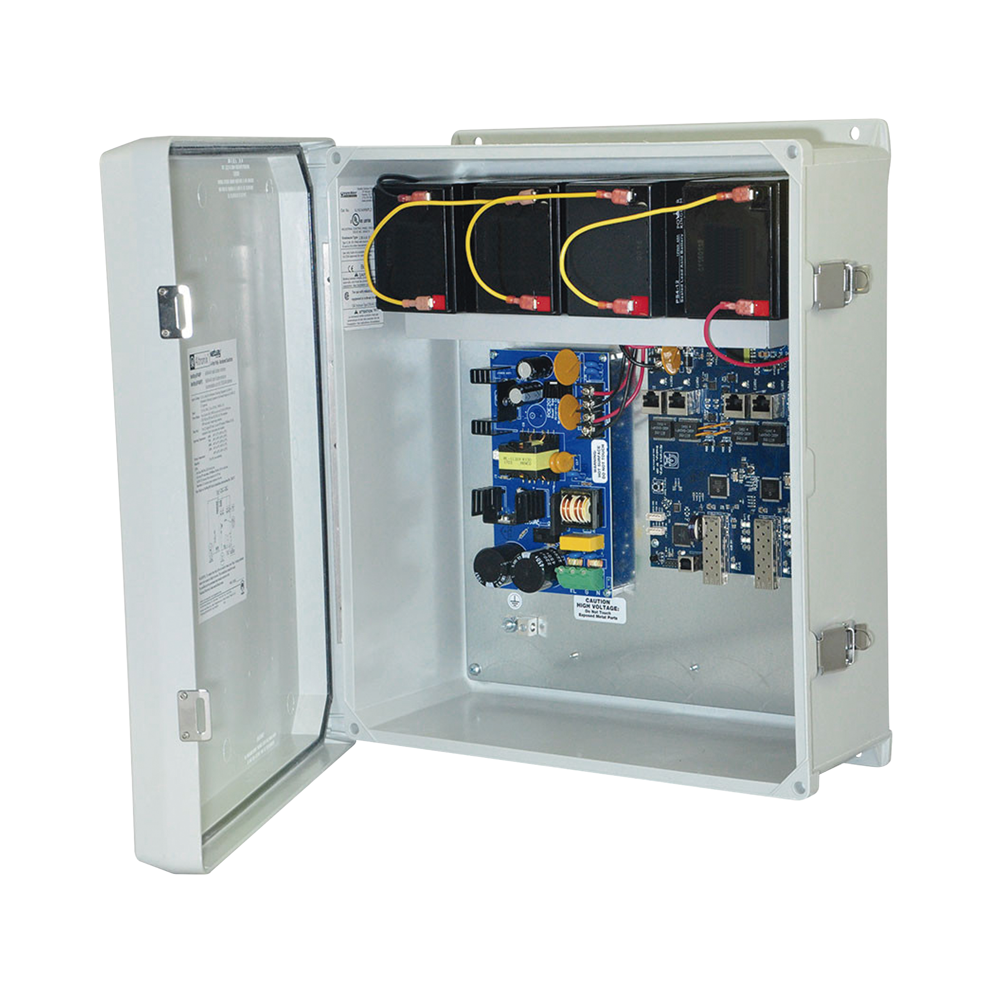 ALTRONIX NETWAY-SP4-WPX Fuente de Alimentación para PoE, 2 Entradas 1G Fiber SFP, 4 Salidas 10/100/1000 PoE/PoE+ configurable para 2 Salidas 60W Hi-PoE, Nema IP66, Con capacidad de batería de respaldo, Requiere batería