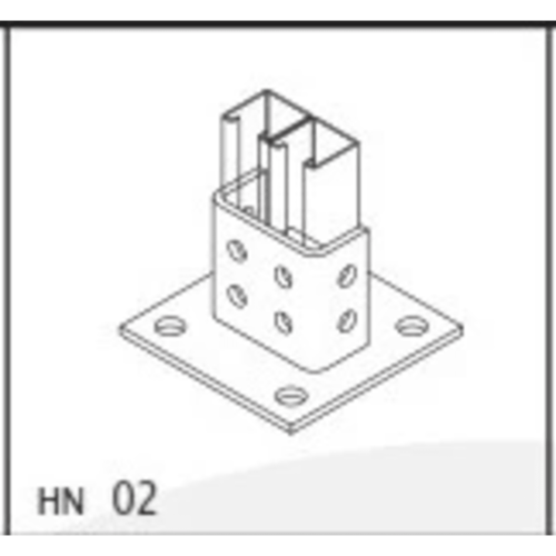 ANCLO ANC-HN02 Base Cuadrada con 4 perforaciones para Perfil Doble.