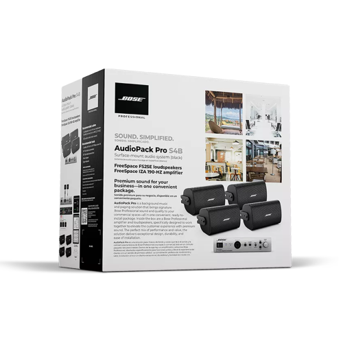 BOSE PROFESSIONAL AUDIO-PACK-PRO-S4 Kit de Audio Freespace | 4 Altavoces de Pared + Amplificador | Color Negro | Ideal para Audio Ambiental