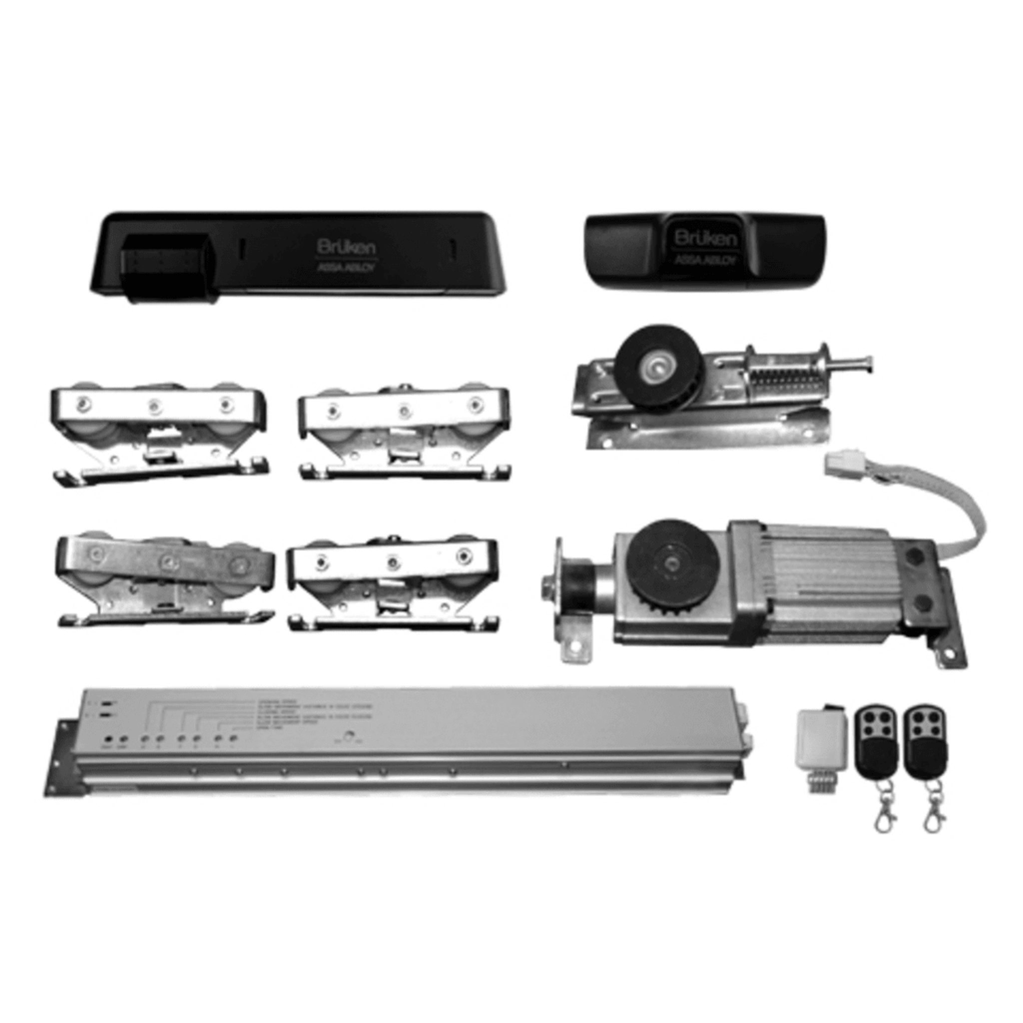 BRUKEN ASSA ABLOY MX67494 Sistema de automatizacion para Puerta Deslizable, Para puerta de hasta 300 KG, Color Negro