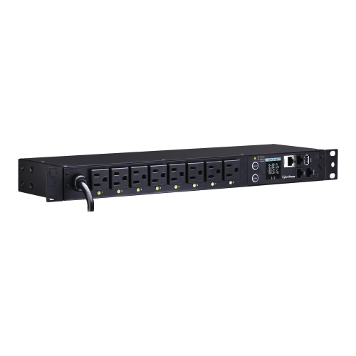 CYBERPOWER PDU41001 PDU Switchable por Toma, Para Distribución de Energía, Entrada 120 Vca NEMA 5-15P, Con 8 Salidas NEMA 5-15R, Horizontal 19in, 1UR