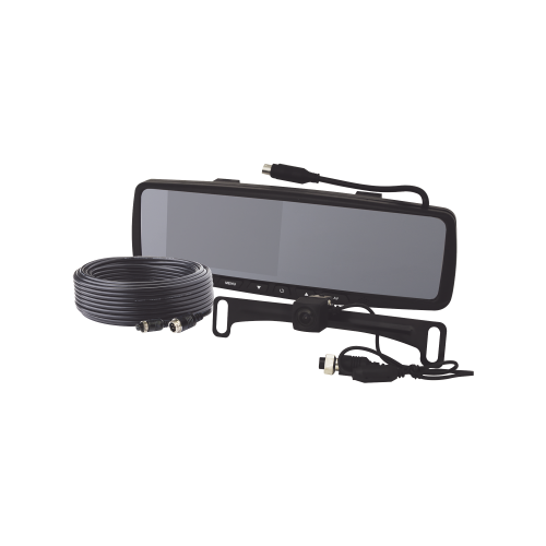 ECCO EC4210BK Sistema alámbrico de reversa con cámara y monitor de 4.3 pulgadas, Incluye cámara para placa de 170°