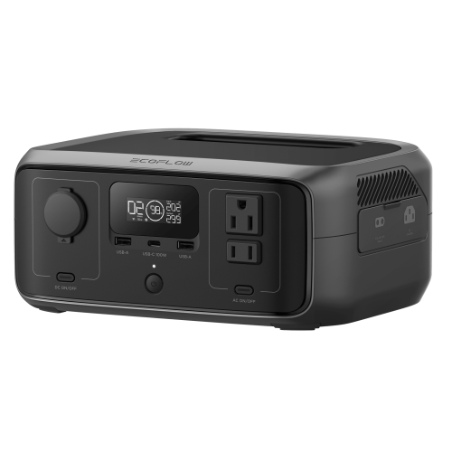 ECOFLOW EFR3 EcoFlow River 3 | Estación de Energía Portátil 245Wh Litio LFP, 2 AC 300 W (Max. 550W), 1 USB-C 100W, 2 USB -A 12W, Cargador de Coche 8A a 12 o 24V, Conectividad WiFi y Bluetooth (App), Carga Solar 110W Max.