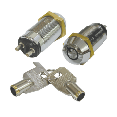 ENFORCER SECOLARM SS-095-1H0 Interruptor de Llave Tubular, Diseño «See-Saw'»Anti retorcimiento, Carcasa de Aleación de Zinc Cromado, Contactos Plateados con Tratamiento Anti-Sulfuración, Base de Bachelita, Terminales Redondos, 2A@12VDC