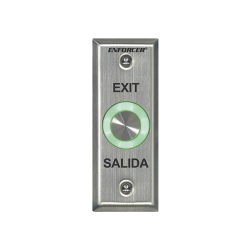 ENFORCER SECOLARM SD6176SS1Q Botón de Salida con Aro Iluminado Color Verde y Rojo, IP65, Buzzer, Función Toggle (Enclavado), Temporizador, Relevador NC/NO/ Uso Exterior e Interior.