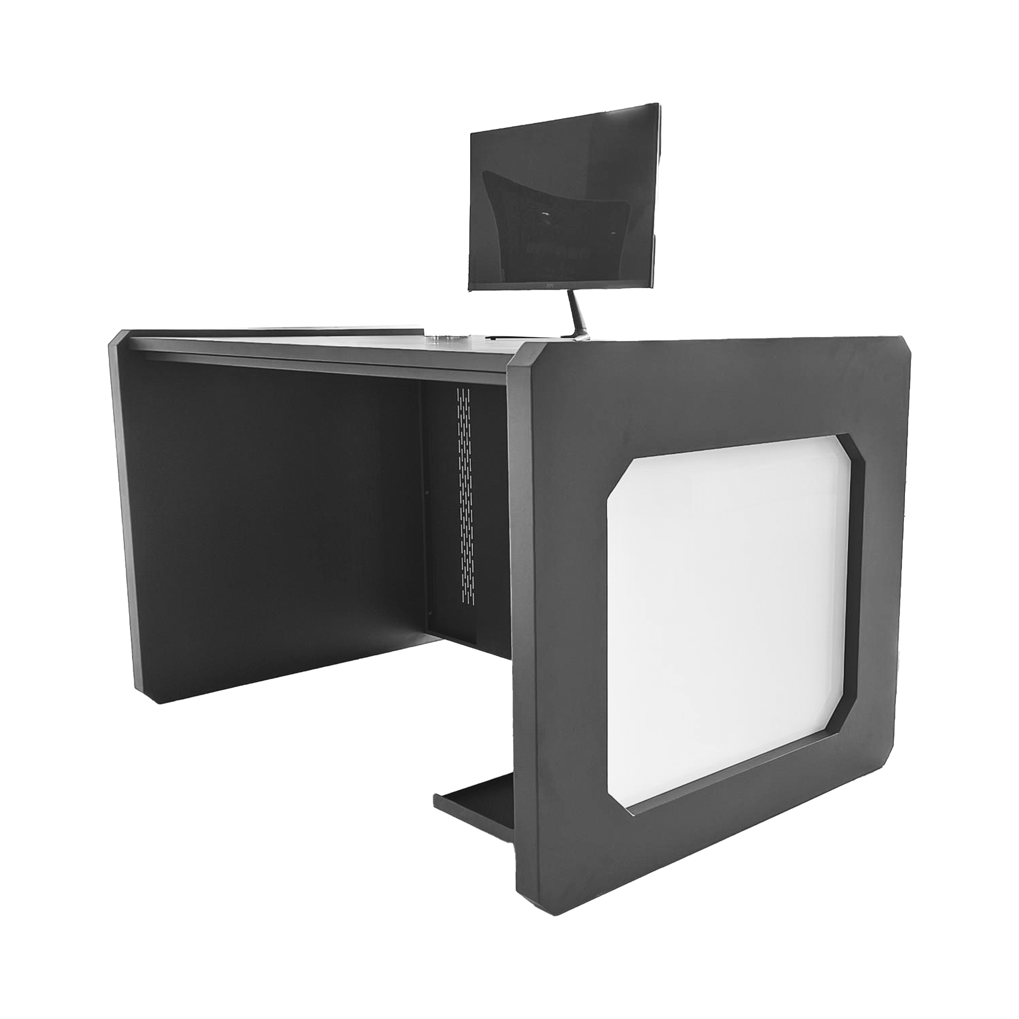 EPCOM INDUSTRIAL DESK01/B Escritorio Estación Mobiliaria Profesional de Monitoreo y Control, Videovigilancia, Acceso, Alarmas, Etc…, Metálica, Color Gris Oxford