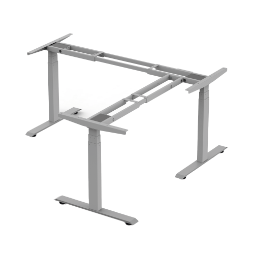 EPCOM INDUSTRIAL EM33-3A3 Base de Escritorio Motorizado Profesional Tipo L (3 Columnas), Altura Ajustable 60-125cm, Estructura Estable, Funcionamiento Suave, 4 Preset de Posiciones, Color Gris, Soporta hasta 150Kg de carga