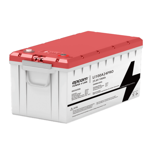 EPCOM POWER LINE BY RITAR LI100A24PRO Batería LiFePO4, 2.56 kWh, 25.6V, 100AH, Con BMS Integrado, Vida Útil de más de 3500 Ciclos, Conector RS485 y CAN