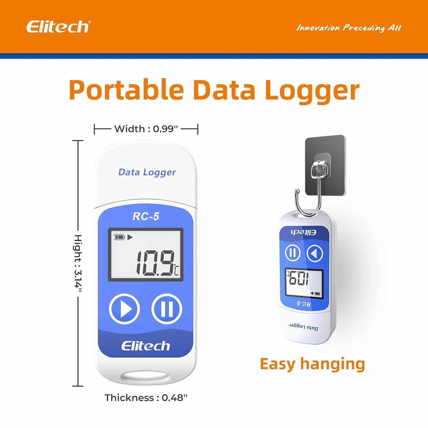 ELITECH RC-5 - REGISTRADOR DE DATOS DE TEMPERATURA USB (32000 PUNTOS, ALTA PRECISIÓN, PAQUETE DE 10)