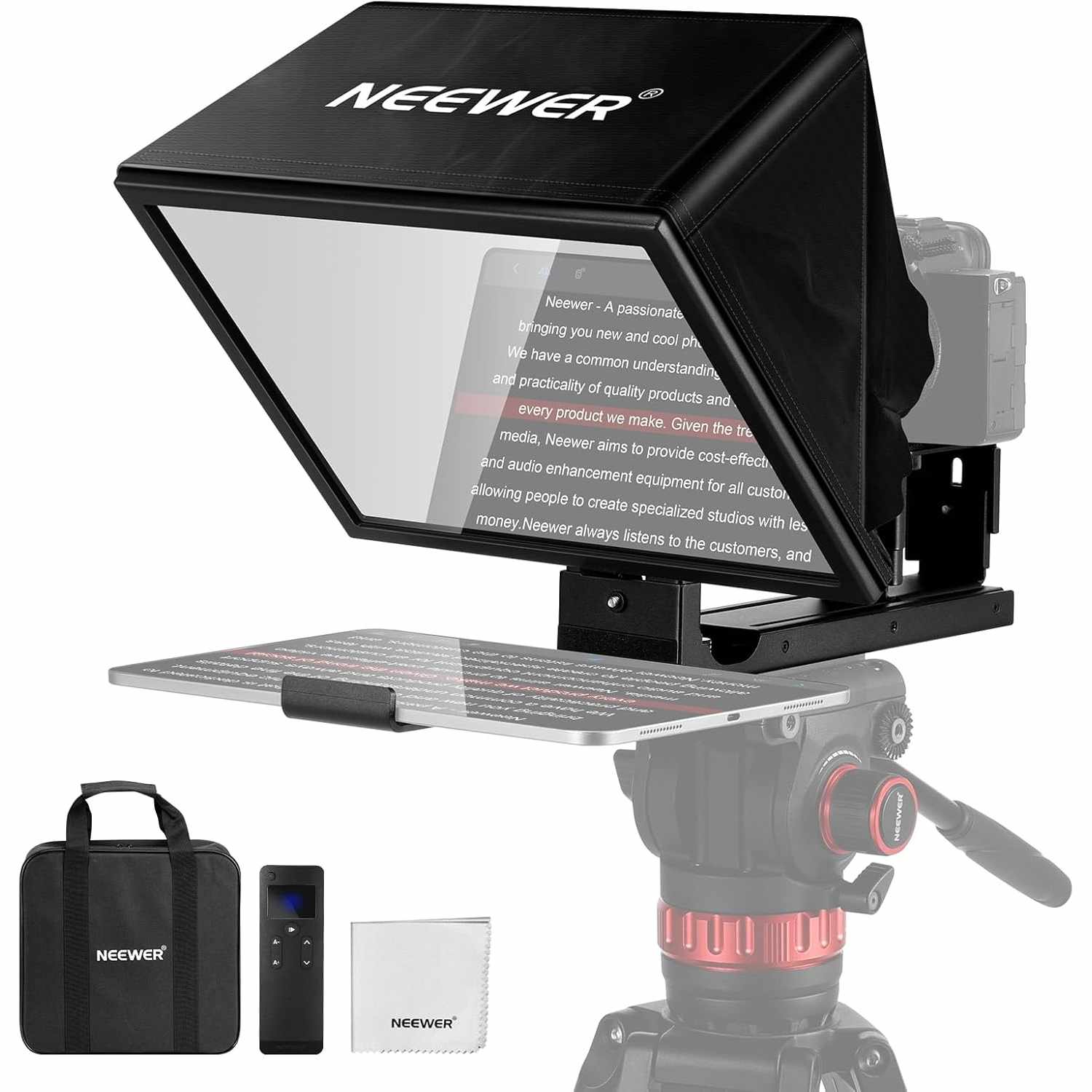 TELEPROMPTER NEEWER X12B, ALEACIÓN ALUMINIO, ELEVABLE 12", APP, CONTROL REMOTO COMPATIBLE CON IOS ANDROID