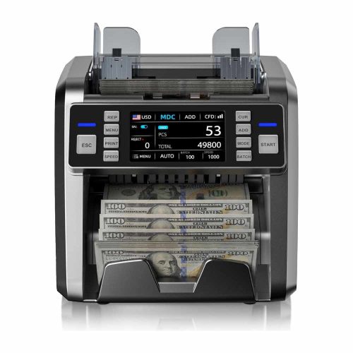 CONTADOR DE DINERO ANEKEN DE DENOMINACIÓN MIXTA CON DETECCIÓN DE FALSIFICACIONES, PANTALLA TÁCTIL Y 2CIS