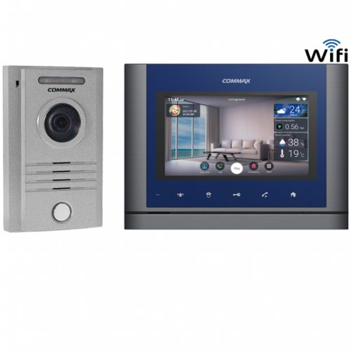 COMMAX CMV43APACK - Paquete de Videoportero que incluye frente de calle modelo DRC40K para exteriores con luz LED y monitor CMV43A con pantalla de 4.3 pulgadas con auricular/ No requiere configuración / Función Apertura de puerta